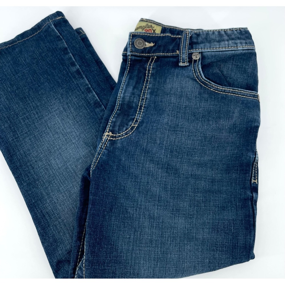 Wrangler 20X Kids Blue Straight Leg Jeans Adjustable Waist Size 16 Regular
